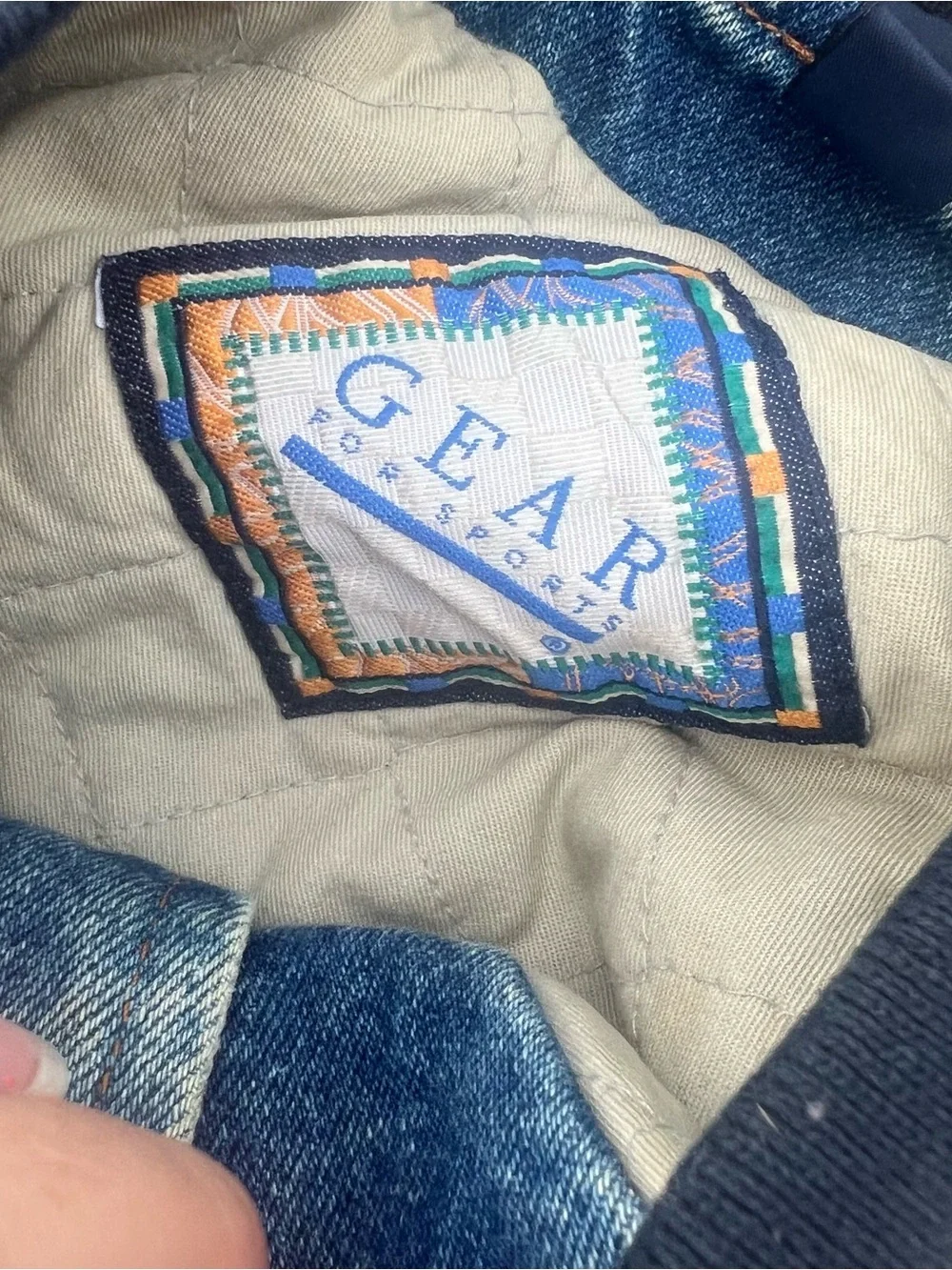Vintage Gear For Sports Denim Bomber Jacket Monroe Sensa-Trac Logo 90’s Size L